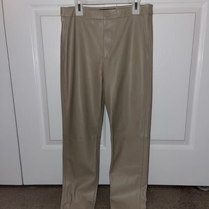 tan leather Zara pants size MEDIUM